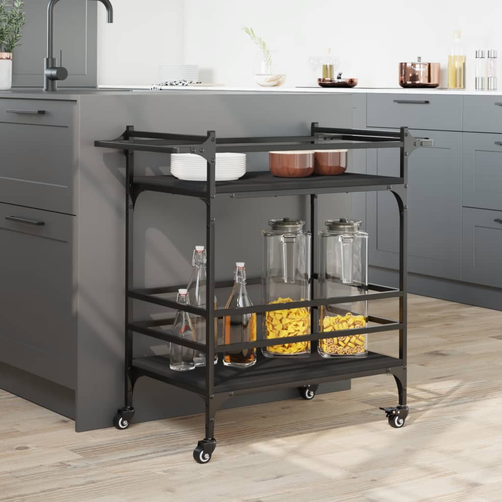 Carrello da Cucina Nero 82x40x78,5 cm in Legno Multistrato - homemem39