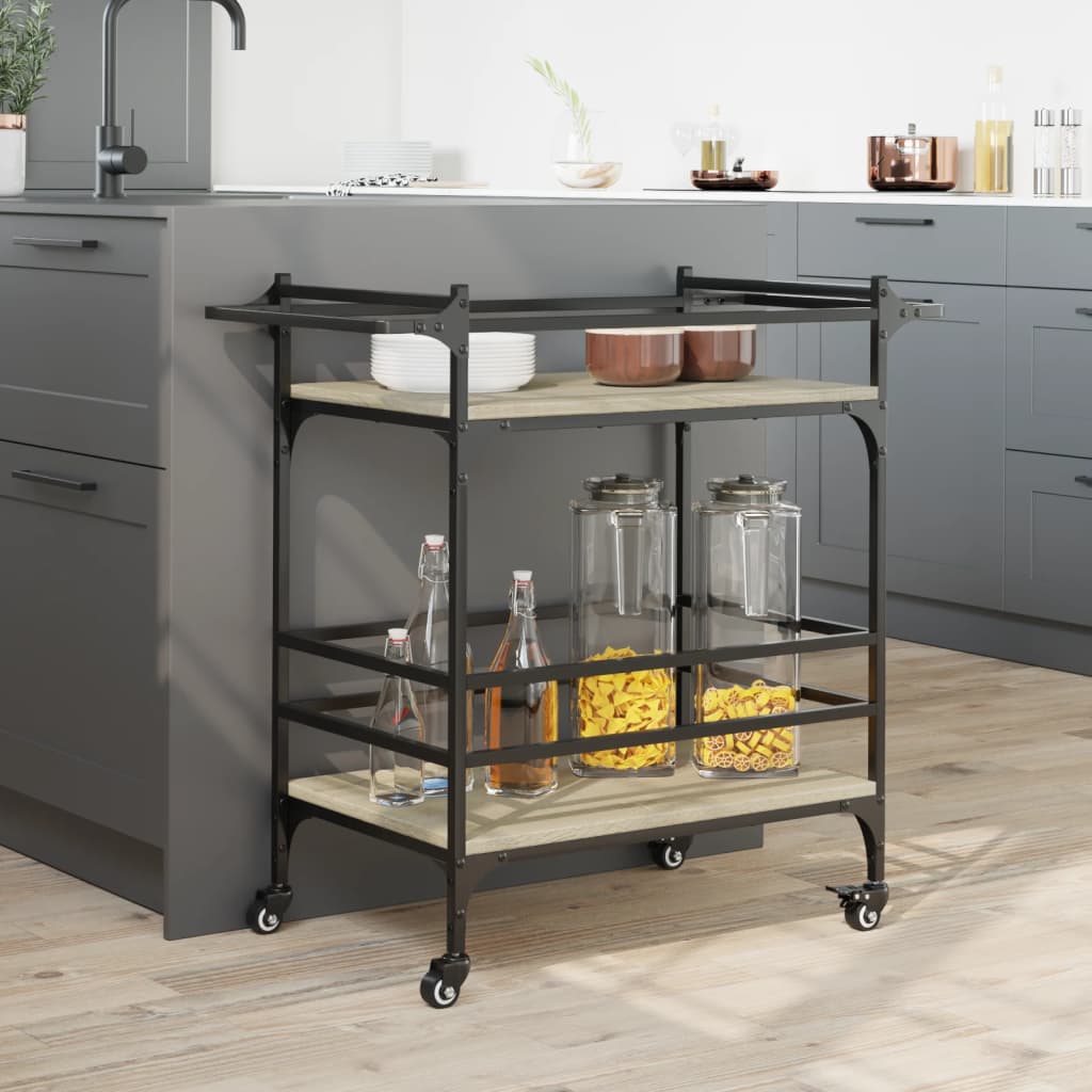 Carrello da Cucina Rovere Sonoma 82x40x78,5cm Legno Multistrato - homemem39