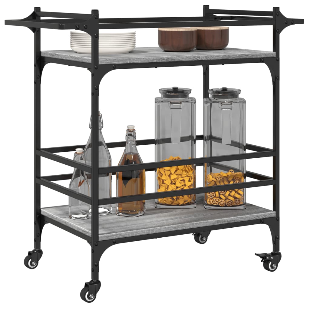 Carrello da Cucina Grigio Sonoma 82x40x78,5cm Legno Multistrato - homemem39