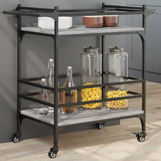 Carrello da Cucina Grigio Sonoma 82x40x78,5cm Legno Multistrato - homemem39