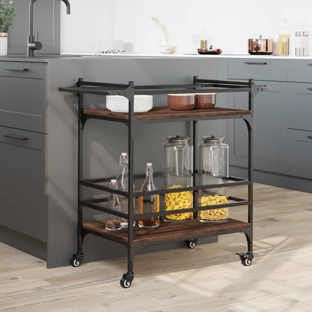 Carrello Cucina Rovere Marrone 82x40x78,5 cm Legno Multistrato - homemem39