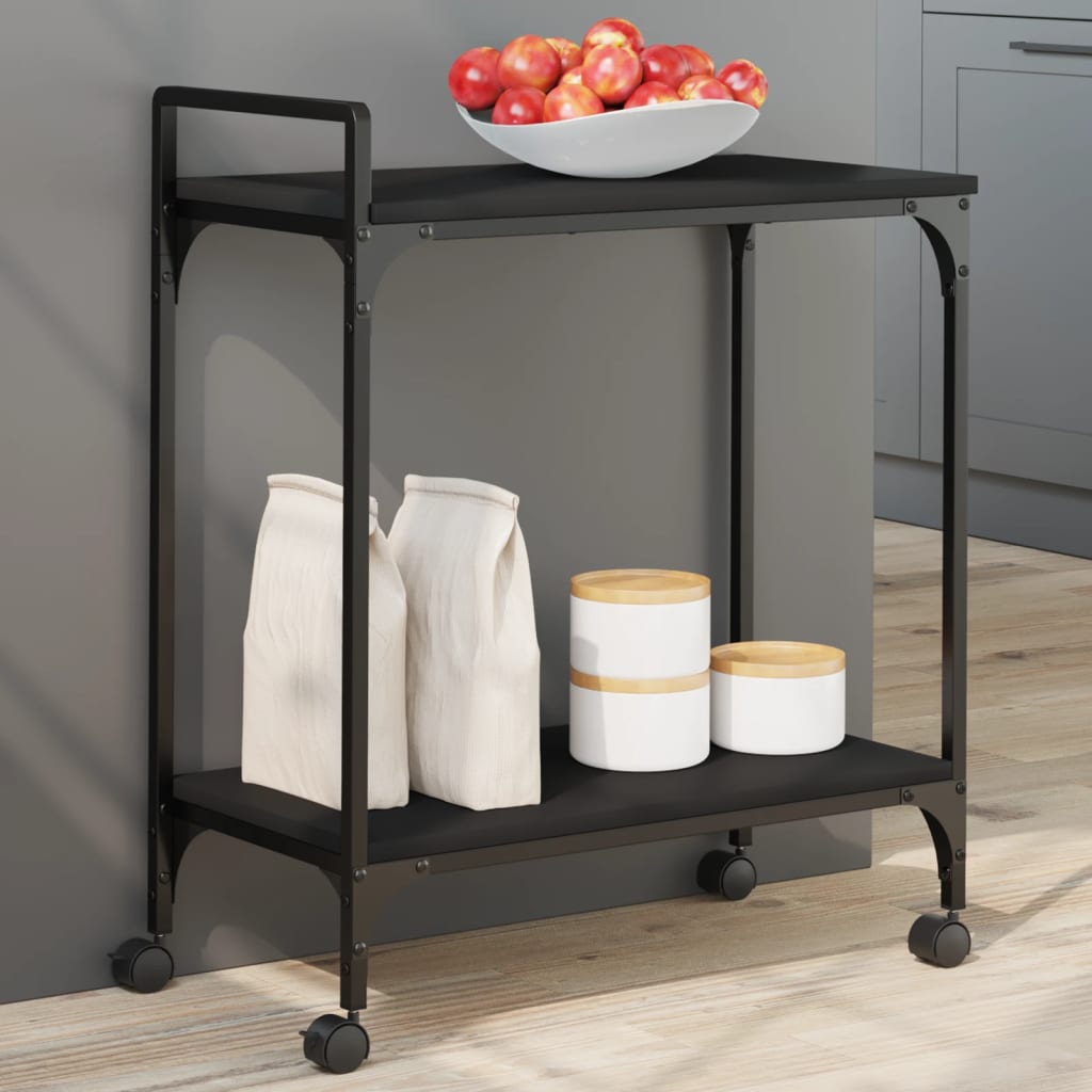 Carrello da Cucina Nero 60,5x31x72,5 cm in Legno Multistrato - homemem39