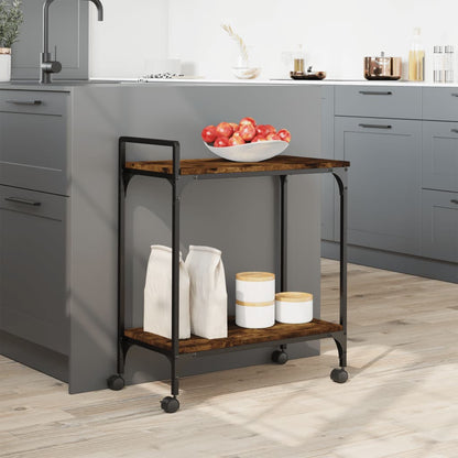 Carrello da Cucina Rovere Fumo 60,5x31x72,5cm Legno Multistrato - homemem39