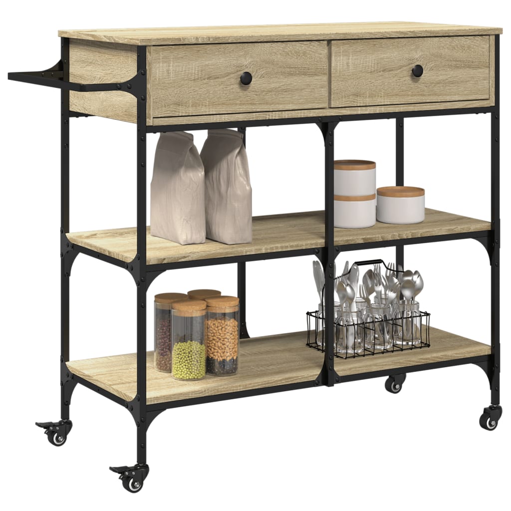 Carrello da Cucina Rovere Sonoma 105x42x95 cm Legno Multistrato - homemem39