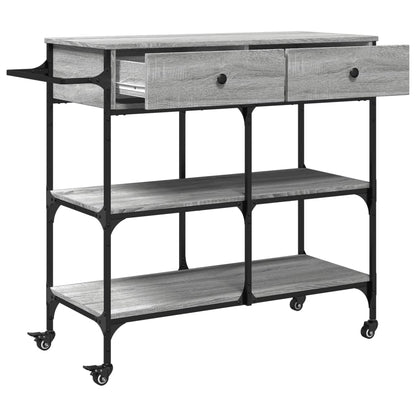 Carrello Cucina Grigio Sonoma 105x42x95 cm in Legno Multistrato - homemem39