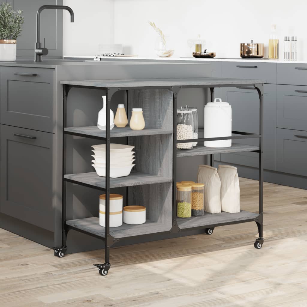 Carrello Cucina Grigio Sonoma 100x45x89,5 cm Legno Multistrato - homemem39