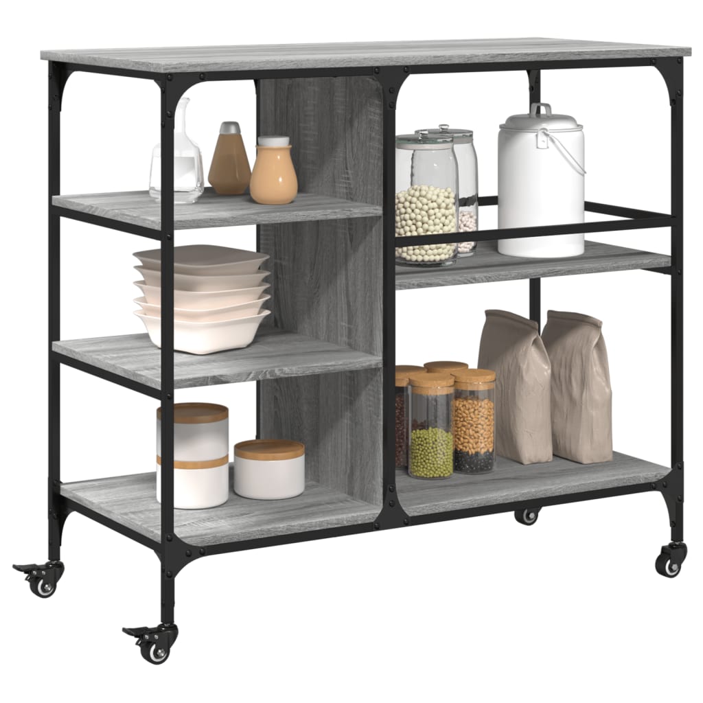 Carrello Cucina Grigio Sonoma 100x45x89,5 cm Legno Multistrato - homemem39