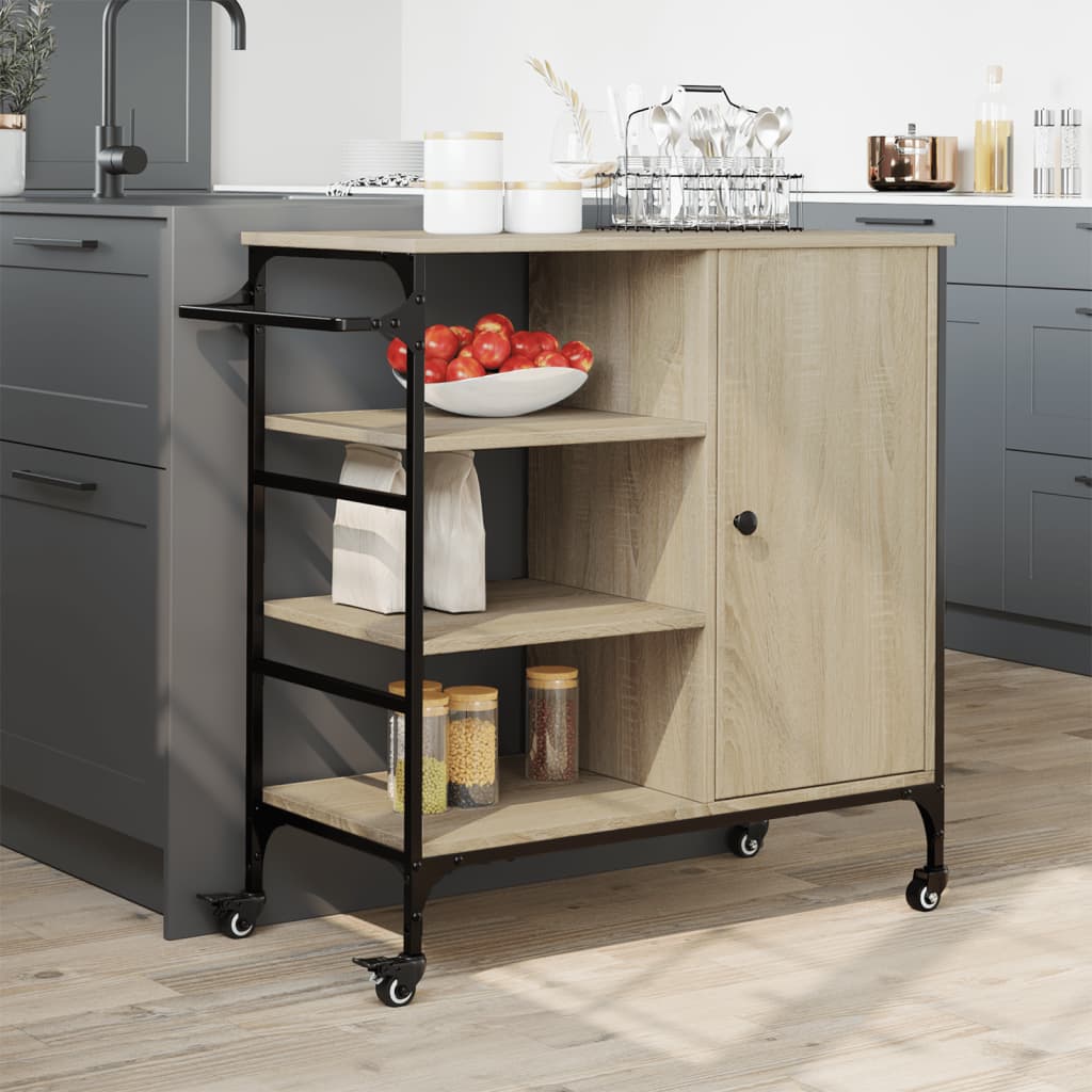 Carrello da Cucina Rovere Sonoma 87,5x38,5x84,5 cm Multistrato - homemem39