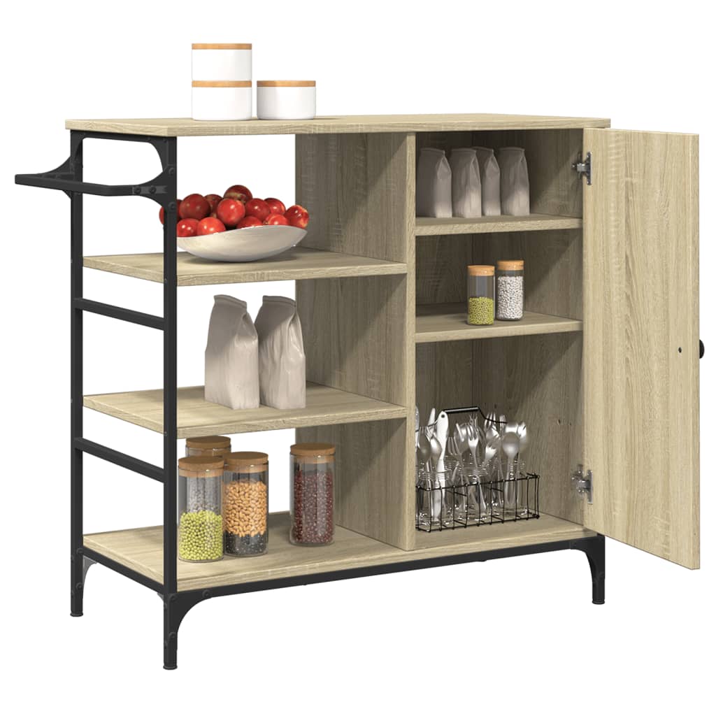 Carrello da Cucina Rovere Sonoma 87,5x38,5x84,5 cm Multistrato - homemem39