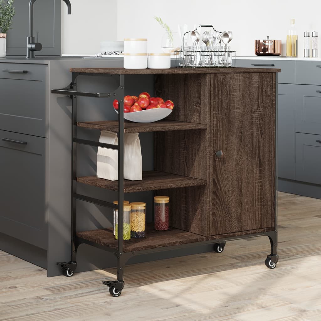 Carrello da Cucina Rovere Marrone 87,5x38,5x84,5 cm Multistrato - homemem39