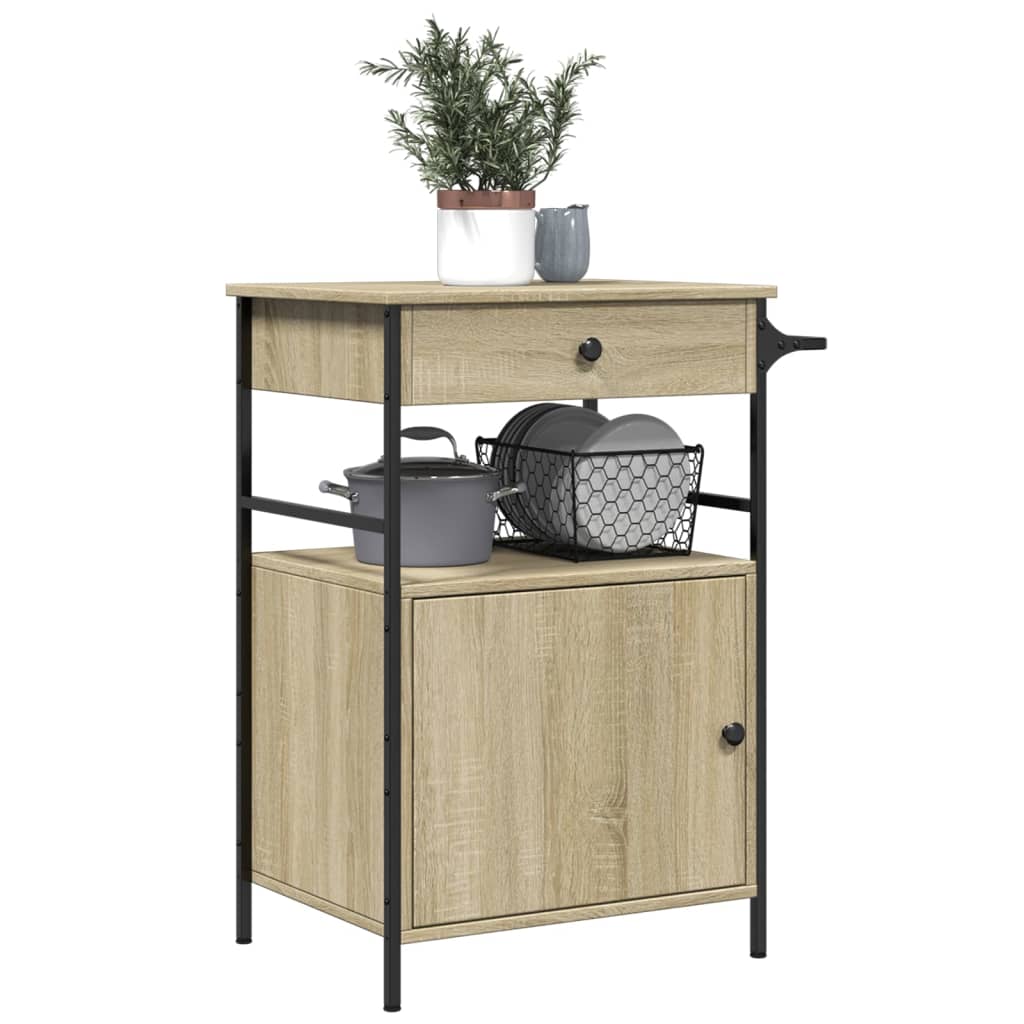 Carrello da Cucina Rovere Sonoma 56x43x89,5cm Legno Multistrato - homemem39