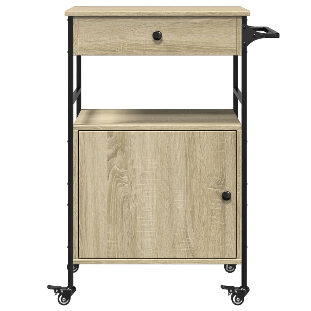 Carrello da Cucina Rovere Sonoma 56x43x89,5cm Legno Multistrato - homemem39