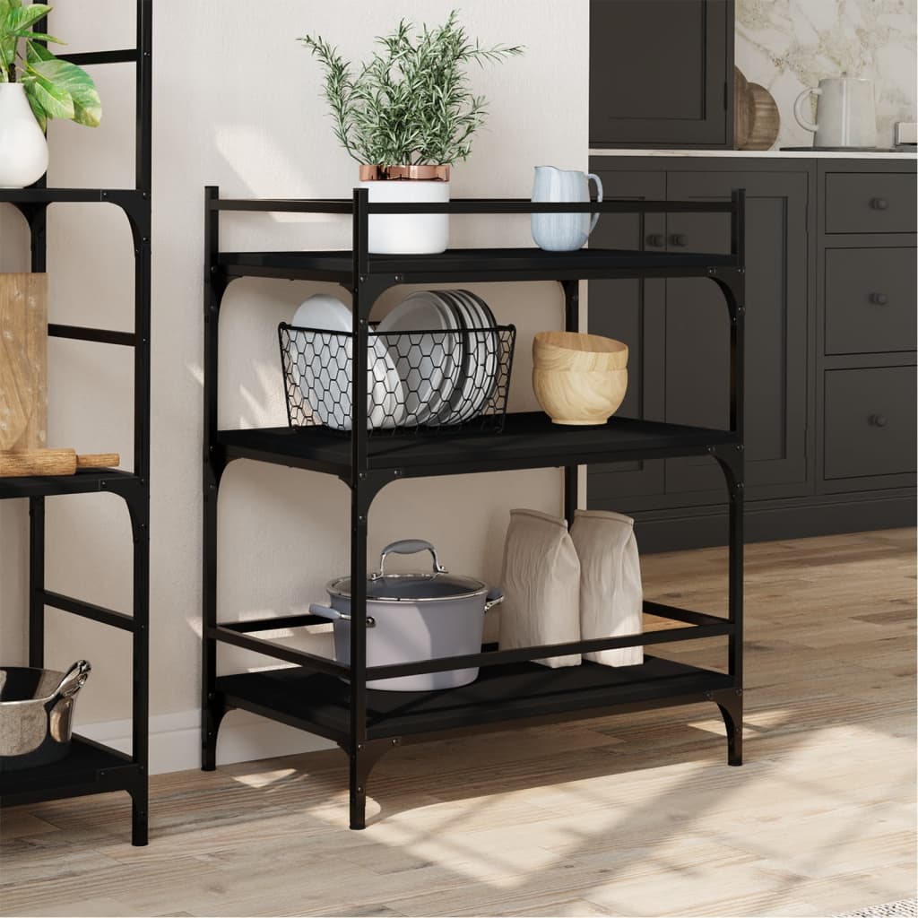 Carrello da Cucina Nero 65x40x86,5 cm in Legno Multistrato - homemem39