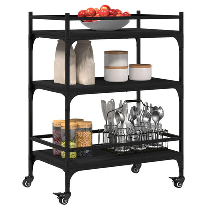 Carrello da Cucina Nero 65x40x86,5 cm in Legno Multistrato - homemem39