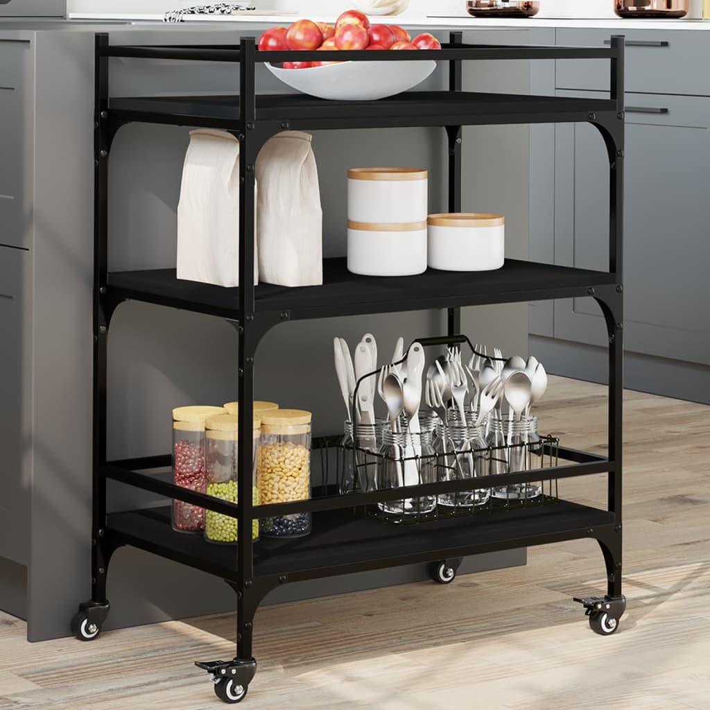 Carrello da Cucina Nero 65x40x86,5 cm in Legno Multistrato - homemem39