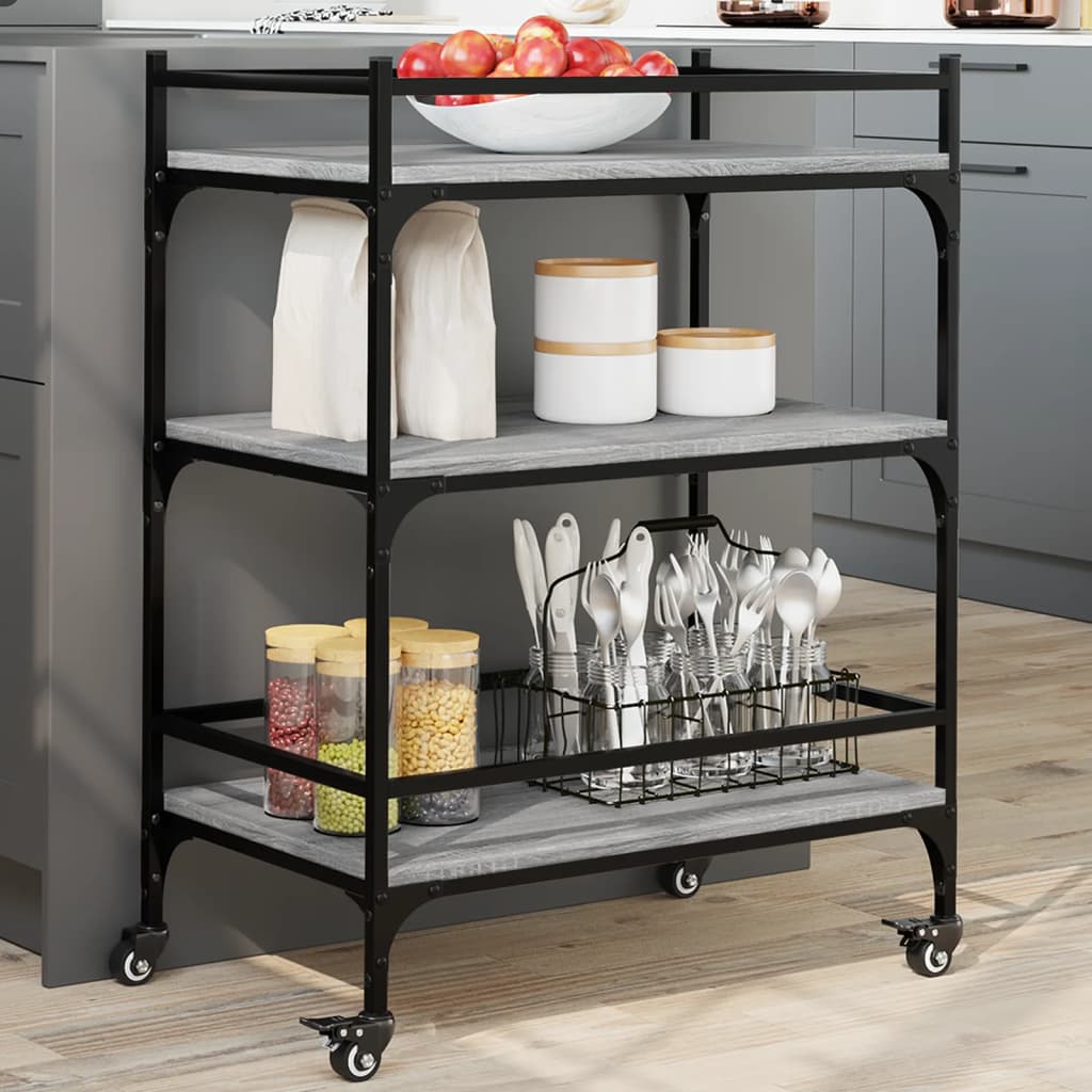 Carrello da Cucina Grigio Sonoma 65x40x86,5cm Legno Multistrato - homemem39