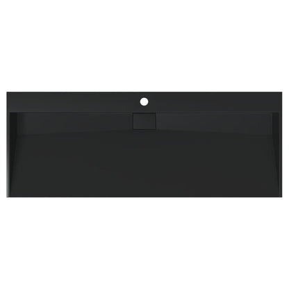 Lavandino 120x46x11 cm Blocco in Marmo/Minerale Nero Opaco - homemem39