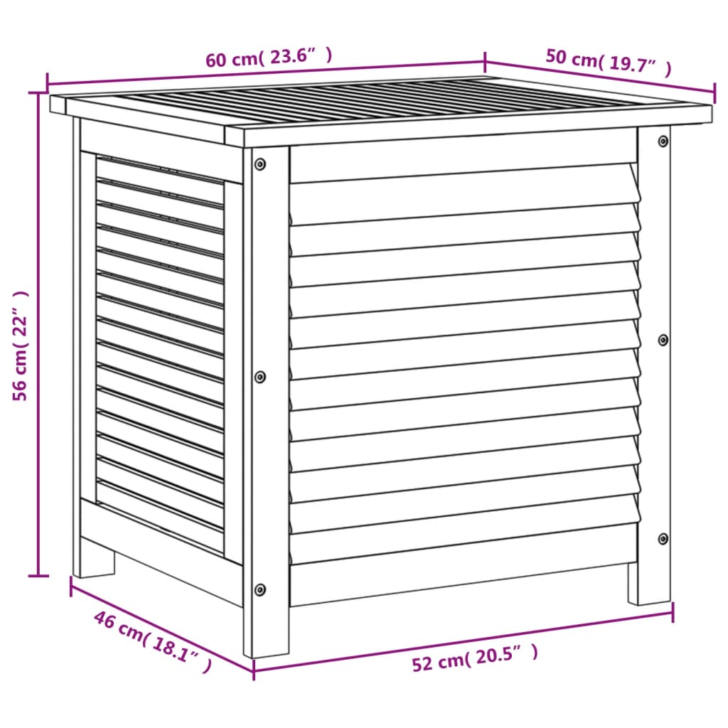 Contenitore Giardino con Feritoia 50x60x56cm Massello Acacia