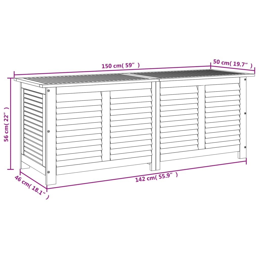 Contenitore Giardino con Feritoia 150x50x56cm Massello Acacia - homemem39