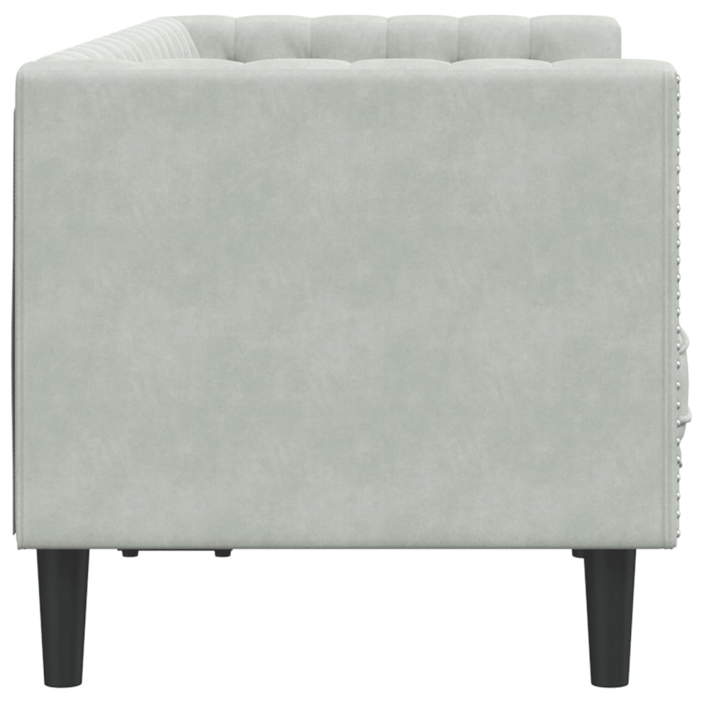 Divano Chesterfield con Rinforzi 2 Posti Grigio Chiaro Velluto - homemem39