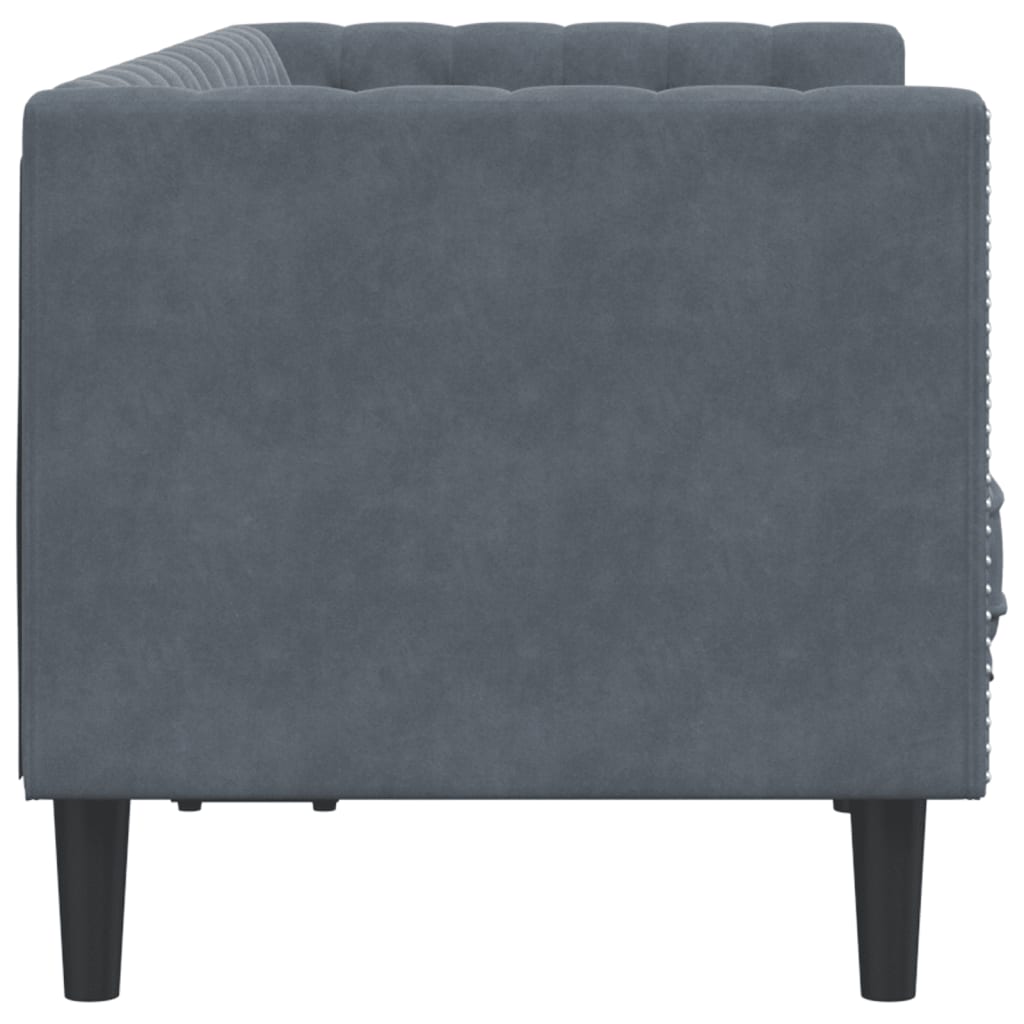 Divano Chesterfield con Rinforzi 2 Posti Grigio Scuro Velluto