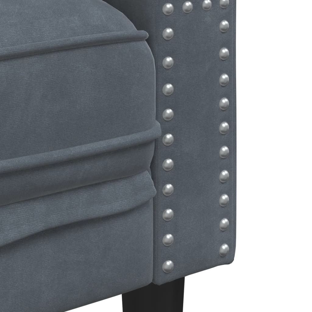 Divano Chesterfield con Rinforzi 2 Posti Grigio Scuro Velluto