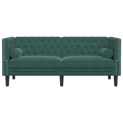 Divano Chesterfield con Rinforzi 2 Posti Verde Scuro in Velluto - homemem39