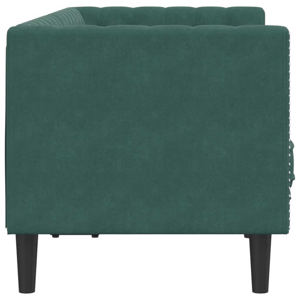 Divano Chesterfield con Rinforzi 2 Posti Verde Scuro in Velluto