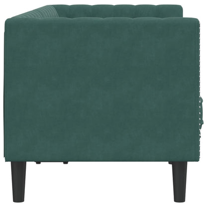 Divano Chesterfield con Rinforzi 2 Posti Verde Scuro in Velluto - homemem39