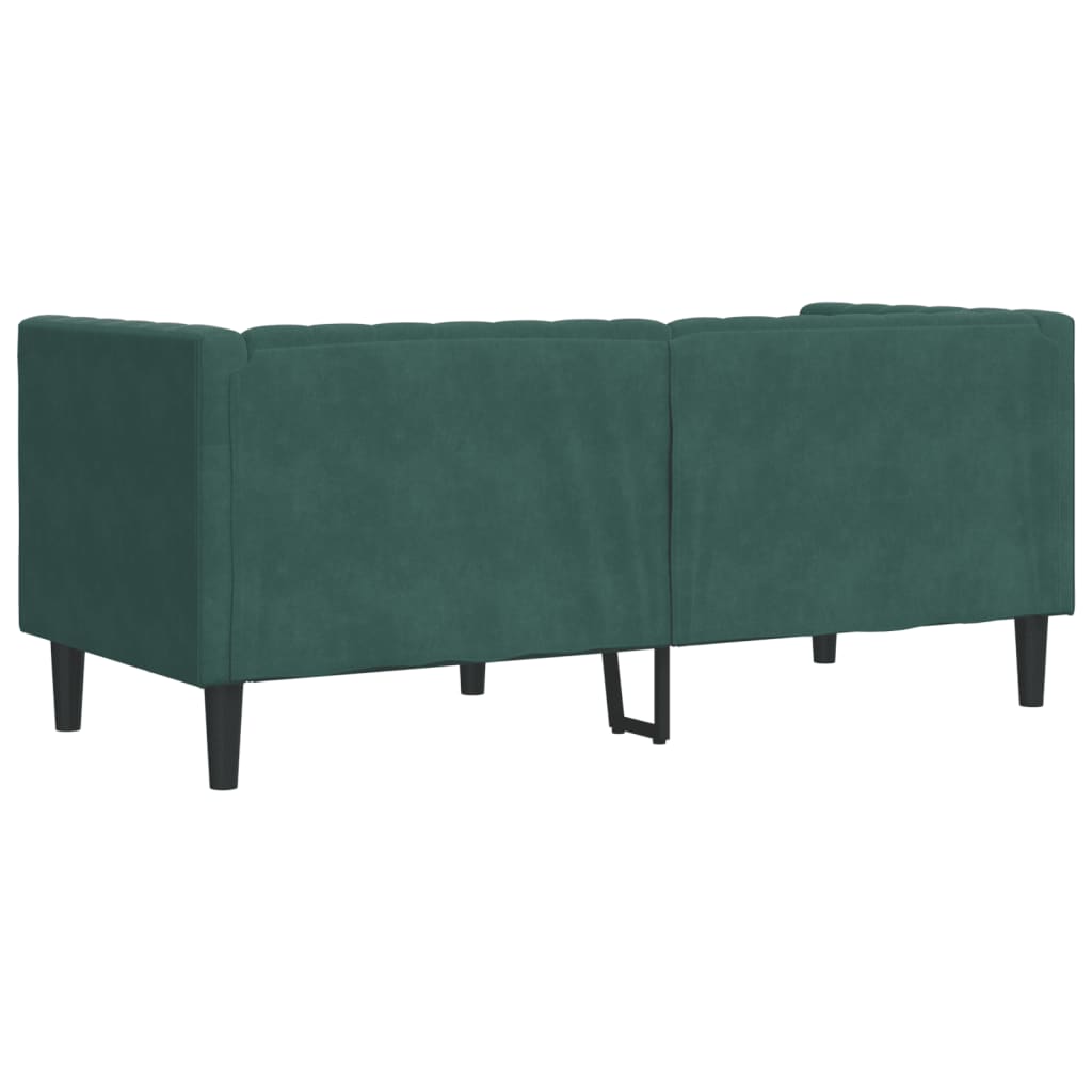 Divano Chesterfield con Rinforzi 2 Posti Verde Scuro in Velluto - homemem39