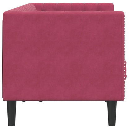 Divano Chesterfield con Rinforzi 2 Posti Rosso Vino in Velluto - homemem39