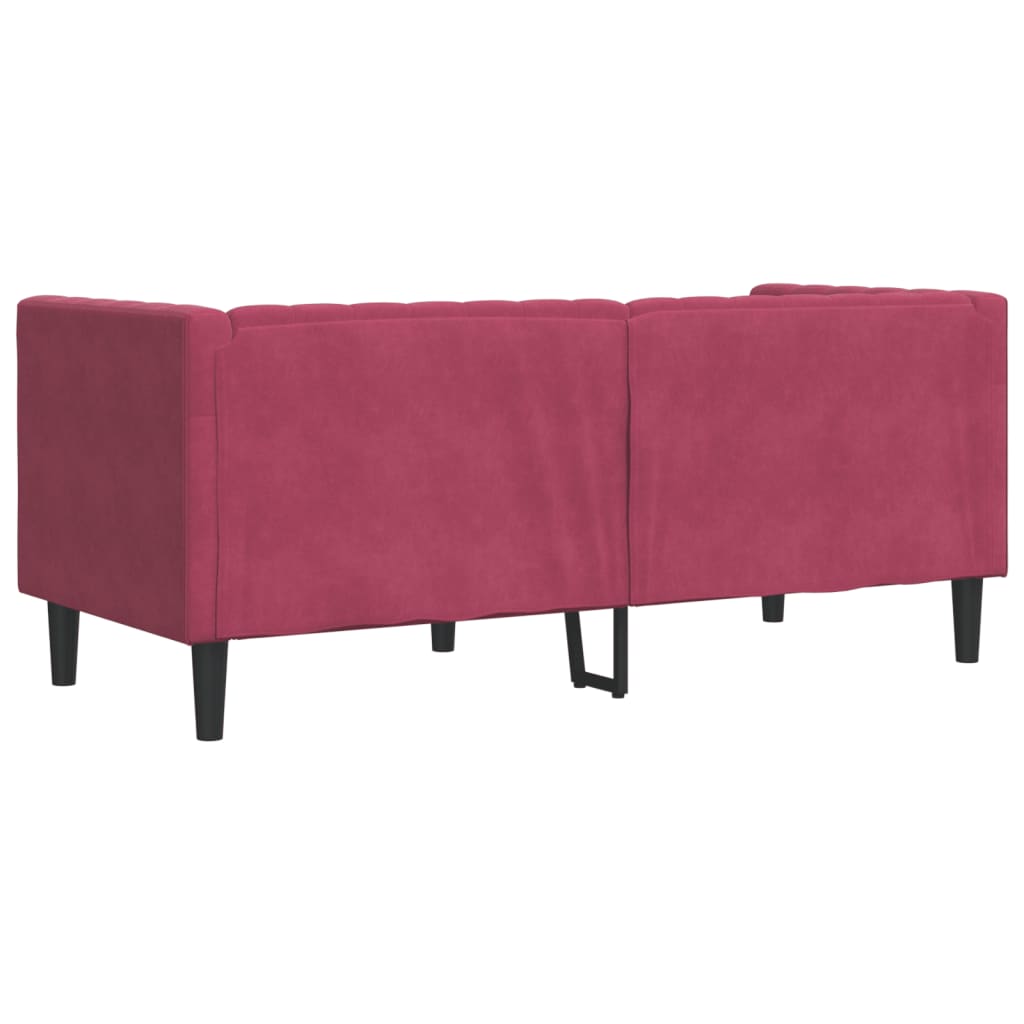 Divano Chesterfield con Rinforzi 2 Posti Rosso Vino in Velluto - homemem39