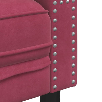 Divano Chesterfield con Rinforzi 2 Posti Rosso Vino in Velluto - homemem39