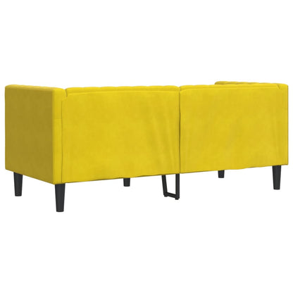 Divano Chesterfield con Rinforzi 2 Posti Giallo in Velluto