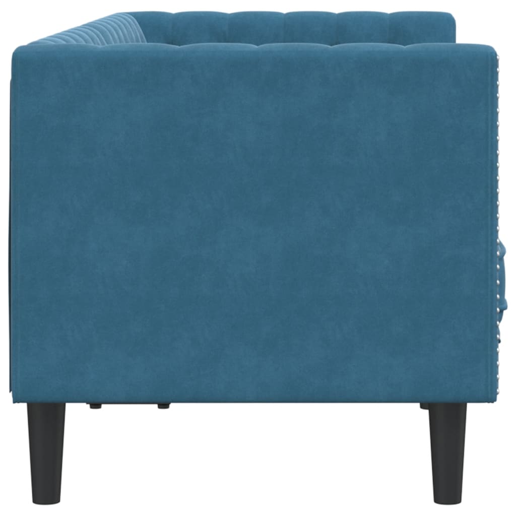 Divano Chesterfield con Rinforzi 2 Posti Blu in Velluto - homemem39