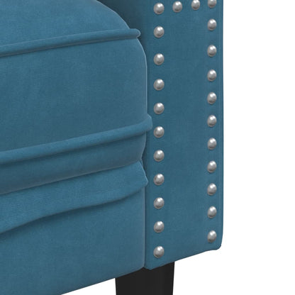 Divano Chesterfield con Rinforzi 2 Posti Blu in Velluto