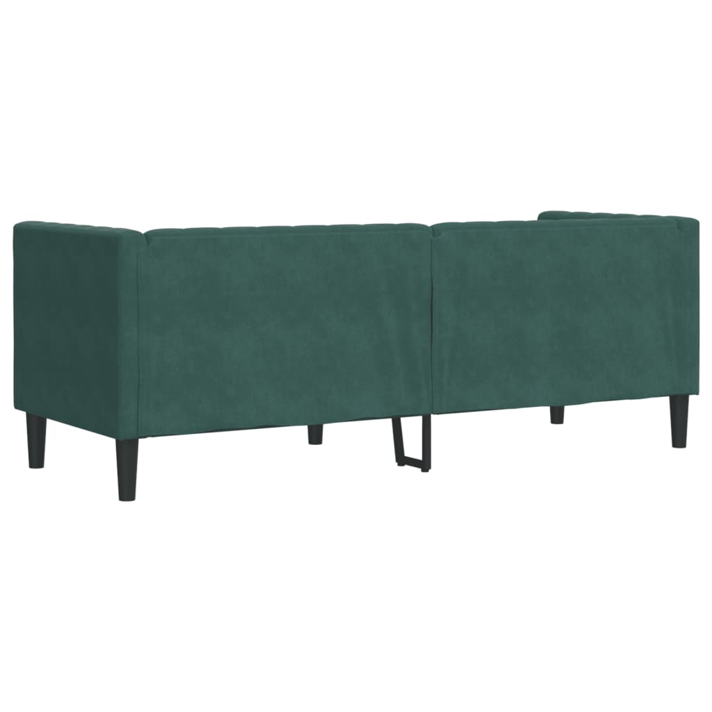 Divano Chesterfield con Rinforzi 3 Posti Verde Scuro in Velluto - homemem39