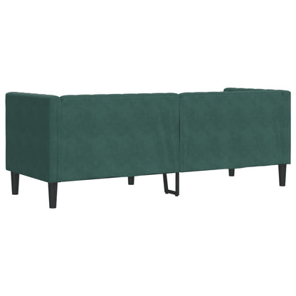 Divano Chesterfield con Rinforzi 3 Posti Verde Scuro in Velluto