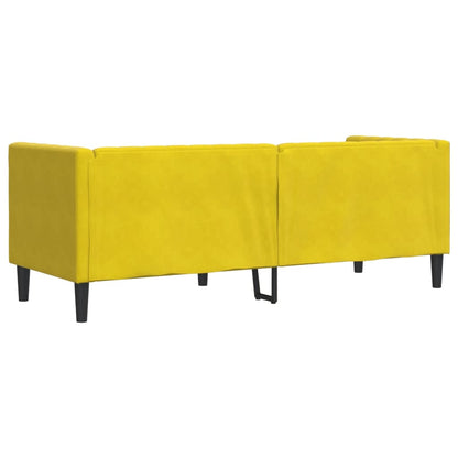 Divano Chesterfield con Rinforzi 3 Posti Giallo in Velluto - homemem39