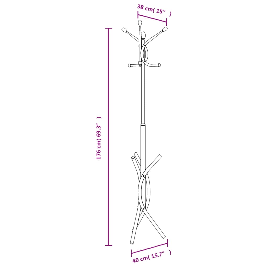 Appendiabiti Bianco 176 cm in Ferro Verniciato a Polvere - homemem39