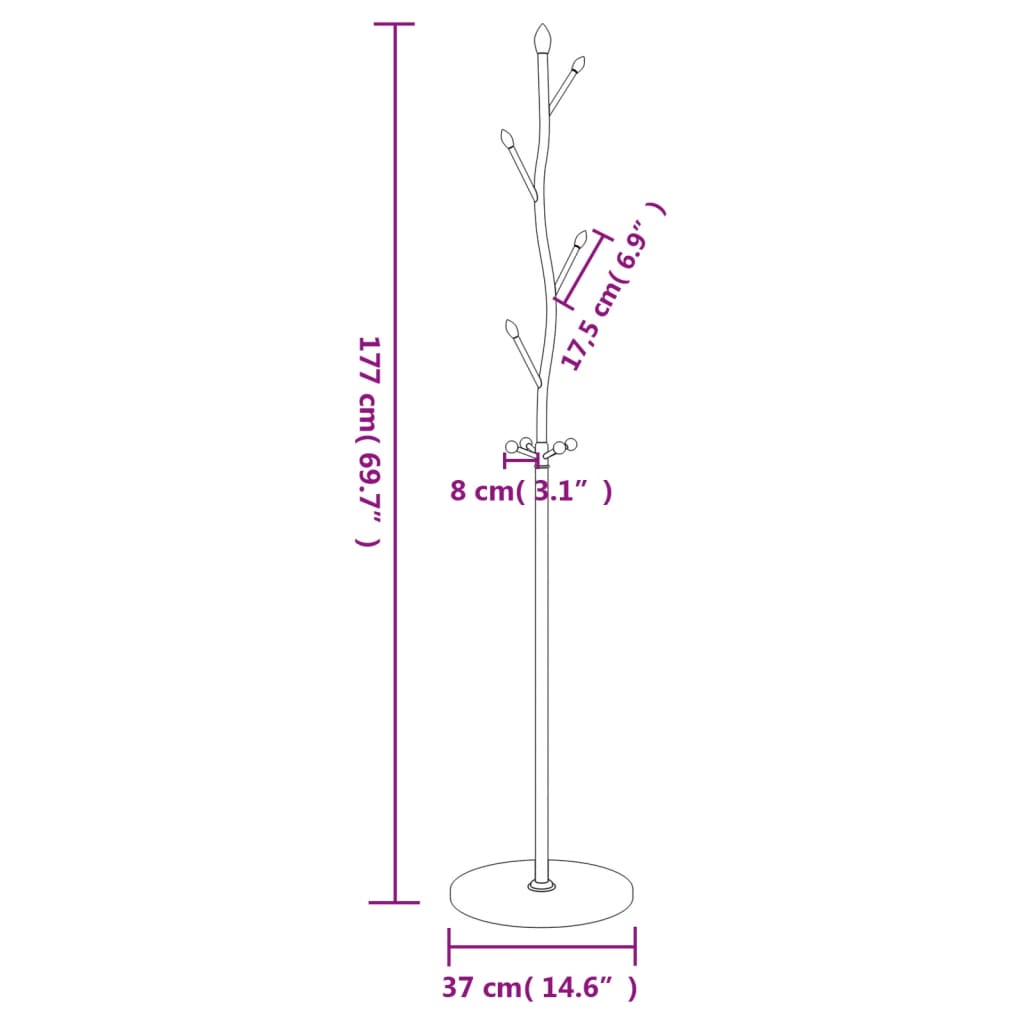 Appendiabiti Bianco 177 cm in Ferro Verniciato a Polvere - homemem39