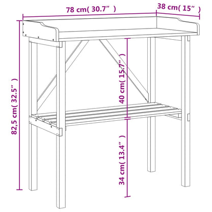 Tavolo Piante Ripiano Grigio 78x38x,82,5cm Legno Massello Abete - homemem39