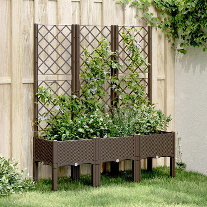 Fioriera da Giardino con Traliccio Marrone 120x40x142 cm in PP - homemem39