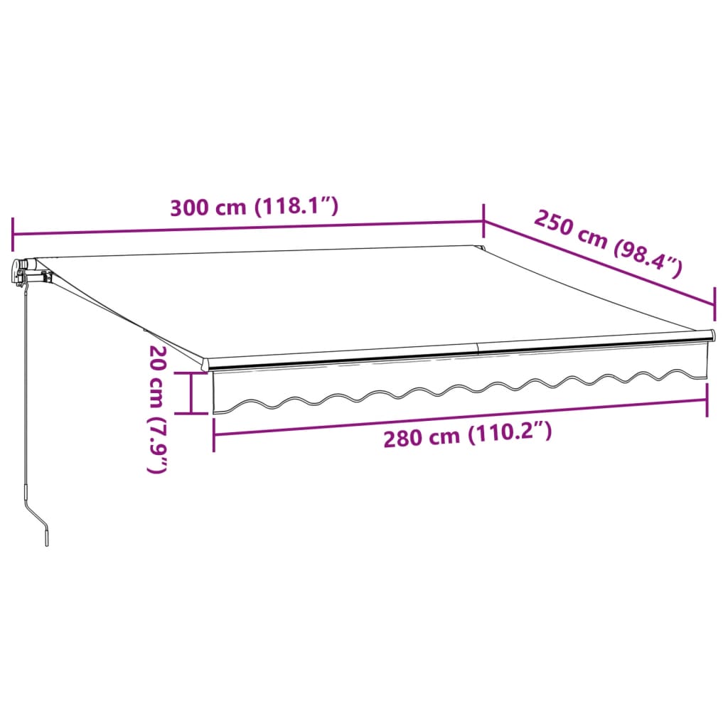 Tenda da Sole Retrattile Manuale con LED Bordò 300x250 cm - homemem39