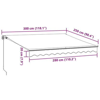 Tenda da Sole Retrattile Manuale con LED Bordò 300x250 cm - homemem39