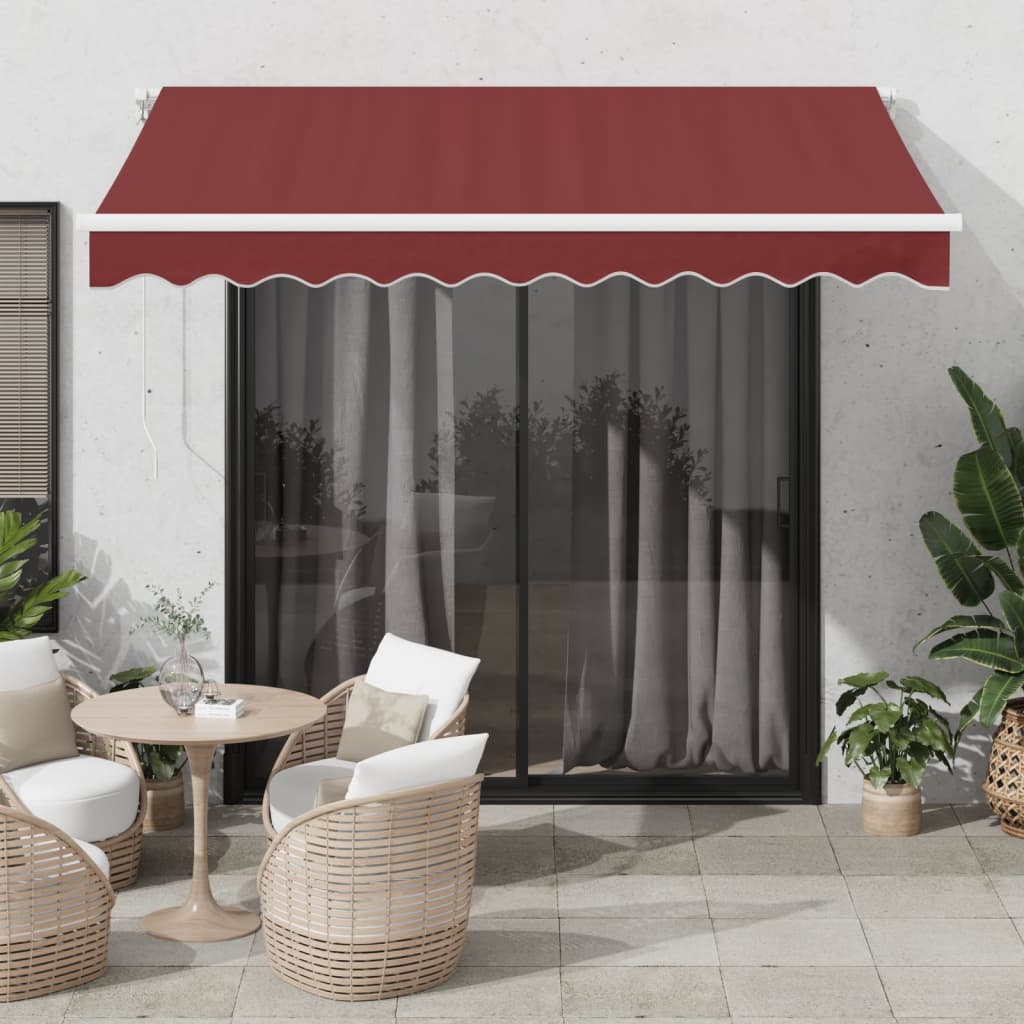 Tenda da Sole Retrattile Manuale con LED Bordò 300x250 cm - homemem39