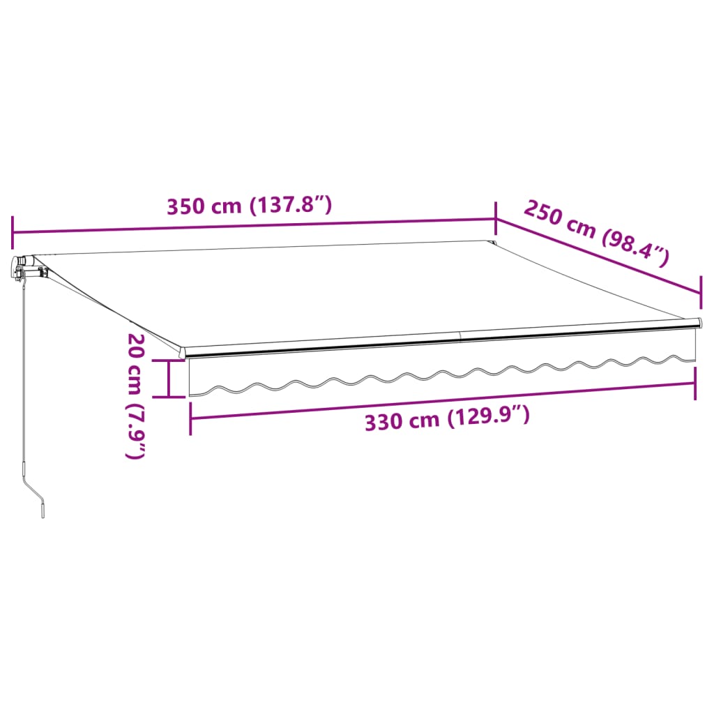 Tenda da Sole Retrattile Manuale con LED Bordò 350x250 cm - homemem39