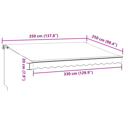 Tenda da Sole Retrattile Manuale con LED Bordò 350x250 cm - homemem39