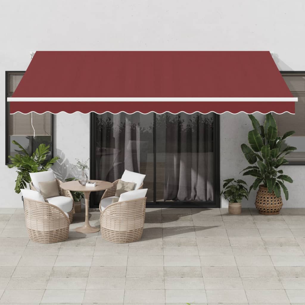 Tenda da Sole Retrattile Manuale con LED Bordò 450x300 cm - homemem39