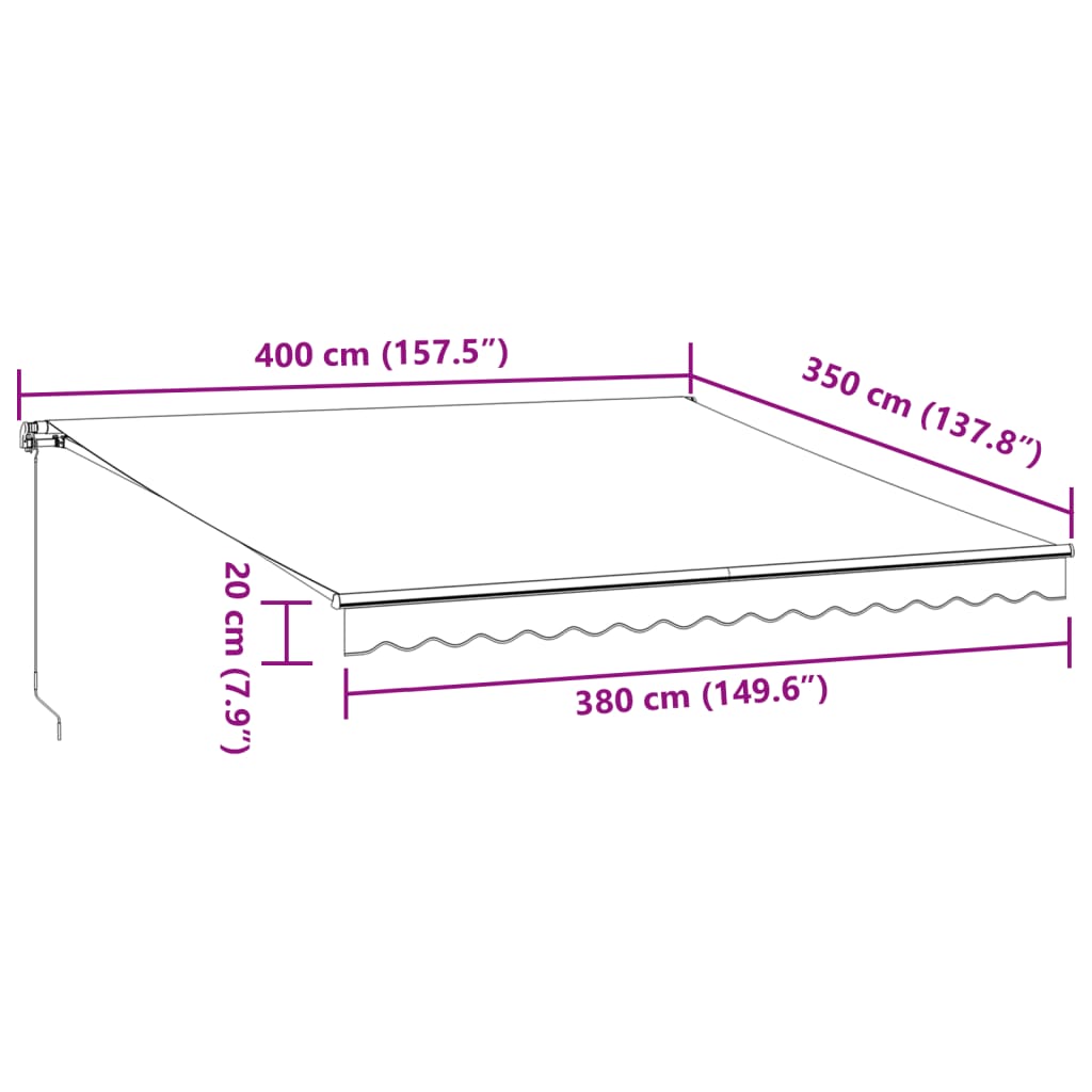 Tenda da Sole Retrattile Manuale Bordò 400x350 cm - homemem39